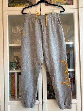 drew house Grey Sweatpants with Yellow Accents
